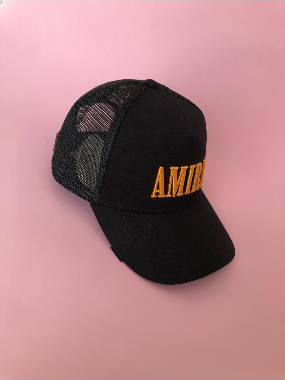 AMIRI Orange Embroidered Logo Baseball Cap Men's Trucker Sun Hat - Picture 5 of 12